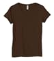 Bella Ladies Short-Sleeve V-Neck Jersey, Chocolate, Small