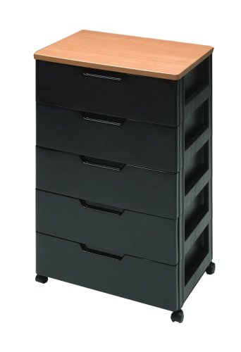 Iris HHG-555 Premier Collection 5-Drawer Storage Chest, Black and Cherry