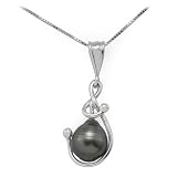 Tahitian Black Pearl Pendant in 14K White Gold
