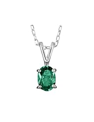 Created Emerald Pendant Necklace 1.5 Carat (ctw) in Sterling Silver with Chain