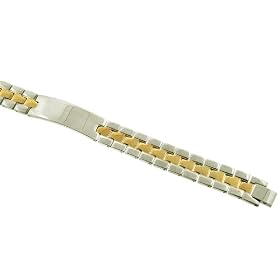 Stainless Steel Men Gold Accent ID Bracelet thumbnail