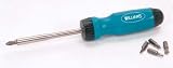 JH WILLIAMS MAGNETIC RATCHETING SCREWDRIVER WITH COMFORT GRIP HANDLE, MADE IN THE U.S.A., 9, Includes 5 bits