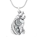 Winged Cat Pendant in Sterling Silver on 16" Rhodium and Silver Snake Chain, #7924