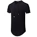 UNRESTRAINED Mens Hipster Hip Hop Longline Hooded Side Zipper T Shirt