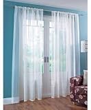 Woven Voile Slotted Panel. Buy One Panel Get One Free. Finished in White. 58" wide x 90" Drop