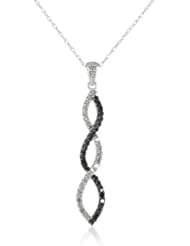 10k White Gold Black Diamond Infinity Pendant (1/4 cttw)
