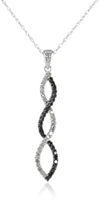10k White Gold Black Diamond Infinity Pendant (1/4 cttw)