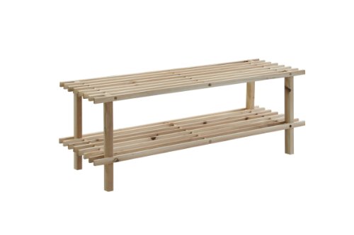 Zeller 13126 Schuhbank, Kiefer, 2 Ablagen 80 x 26 x 29.5 cm
