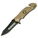United States Marine Corps Insignia Rescue and Safety Knife with Stainless Steel, Spring-Assisted Blade and Brushed Aluminum Handle for Military, Hunting, Camping, and Outdoor Enthusiasts