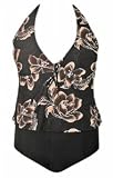 Sahara Floral Two Piece Plus Size Halter Tankini Swimsuit - Women's Swimsuit Plus Size Swimsuit