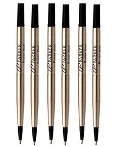 Parker Quink Ink RollerBall Medium Point Black Ink Refill 6 Refills 3021531