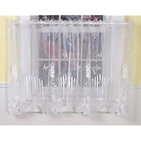 Drapes White Lace, Sheer White Jacqard Lace 30 inch Tier Curtain by The Renovators Supply