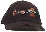 Nintendo Video Games Wii Hat - Mario Plus Mushroom Black Adjustable Cap