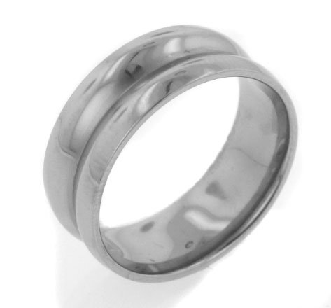 Saturn Concaved High Polish Titanium Wedding Band Ring