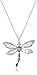 LackingOne Rhinestone Inlay Gem tone Dragonfly Pendant Necklace With Chain Color Silver Blue