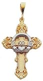 Charm - 14kt Two-Tone Gold Claddagh Cross