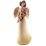 Painted Wood Effect Angel Standing with Roses - 2 assorted Designs (Sold Separately)