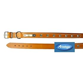 ARMITAGE (Armitage Pet Care) Studded Sewn Leather Collar 1 1/4 x 26inch (Tan)
