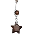 Red Tiger Eye Natural Stone Star Belly Ring