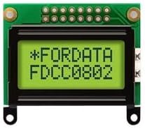 FORDATA FDCC0802C-FLYYBH-91LE LCD DISPLAY, 8X2, 3V, YELLOW/GREEN B/L