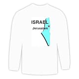 Long Sleeve T-shirt with map, israel, jerusalem