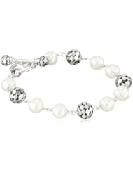 Honora "Times Square" White Freshwater Cultured Pearl 7.5" Toggle Link Bracelet