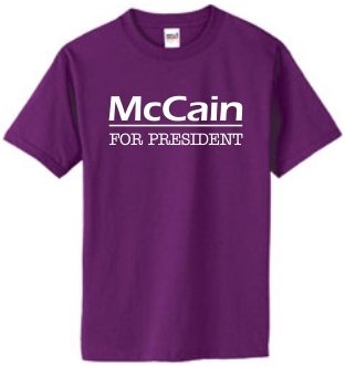 McCain For President on 100% Heavy Cotton T-Shirt in 32 Colors