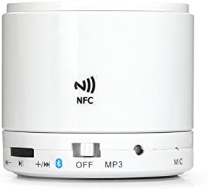 Wireless Portable Mini Bluetooth Speaker - Built-in Mic - FM Audio - NFC Enabled For Easy Pairing - Handsfree Calling - 3.5mm Audio Jack (White)