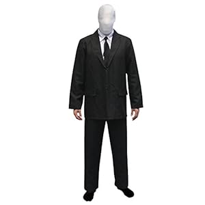Morphsuits Men's Slenderman Costume Adult, Black and White, Large (5'11