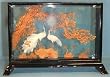 Chinese cork carving / sculpture / picture - hand carved, black lacquer frame (#233)