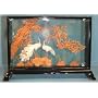 Chinese cork carving / sculpture / picture - hand carved, black lacquer frame (#233)