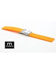 20mm Orange MODENA Italian Rubber Watch Band with Classic Tire Tread Pattern