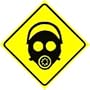 GAS MASK AREA military warning danger sign