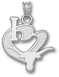 Texas Longhorns Solid Sterling Silver ''I Heart'' Longhorn 3/4'' Pendant