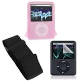 Premium iPod Nano Pink Silicone Case Deluxe Package for Apple iPod Nano 3rd Generation Skin Silicone case Package for Nano 4 GB and Nano 8 GB with Screen protector and armband