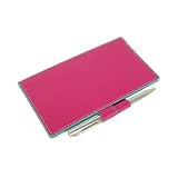 Baekgaard New Colorful Collection Leather Checkbook Cover with Logo Pen, Azalea with Turquoise Interior.
