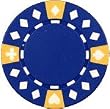 Clay Composite Tri Color Diamond Suited Poker Chips 25 11.5 gram Blue Poker Chips