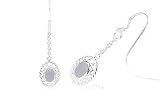 Oval Cut Lavender Jade Dangling Earrings Sterling Silver