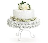 Review  987877 / White Pedestal Cake Stand With Rose And Scroll Design Beautiful For Weddings, Anniversaries And Events