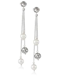 Honora "Times Square" White Freshwater Cultured Pearl Triple Dangle Earrings