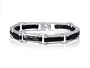 Handsome Sterling Silver and Onyx Bar Link Bracelet For Men