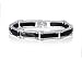 Jewelry : Handsome Sterling Silver and Onyx Bar Link Bracelet For Men