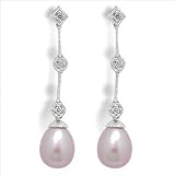 14K white gold Lavender Gredel Freshwater cultured pearl earrings
