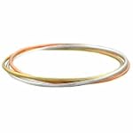 24k Gold Vermeil and Silver Tri Color Three Bangle Set