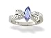 14K White Gold Genuine Marquise Tanzanite and Diamond Bow Ring