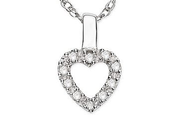 Children's 14K White Gold Diamond Heart Pendant w/Chain
