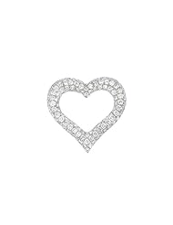 Ladies 18K White Gold 1.56Ct Round Cut Diamond Designer Charm Heart Pendant 3.8Gr