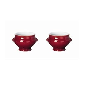 Emile Henry Lion's Head Soup Bowls, Set of 2, Cerise by Emile Henry