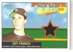 2005 Bowman Heritage Future Greatness Jersey Relics #JF Jeff Francis D - Colorado Rockies (Piece of Authentic Game Used Jersey) (Baseball Cards)
