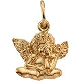 14K Yellow Gold 11.25X14.00 mm Sitting Angel Pendant